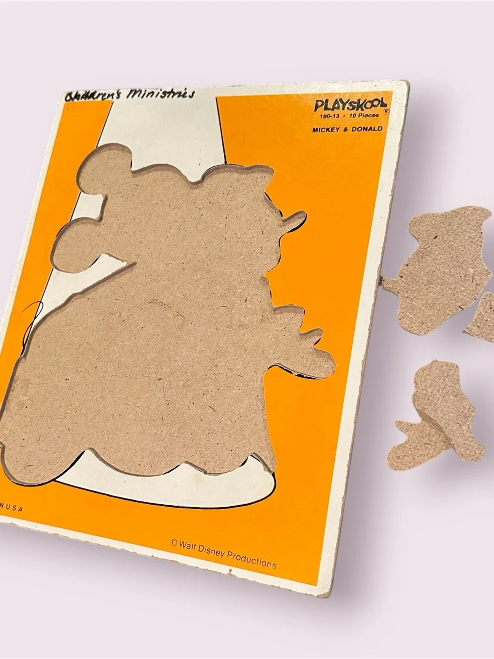 Vintage Playskool Disney Mickey Mouse & Donald Duck Wood Cardboard Puzzle